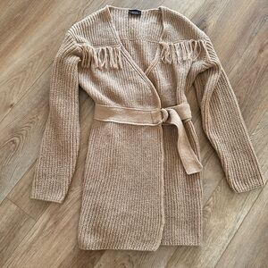 Vici Fringe Belted Sweater